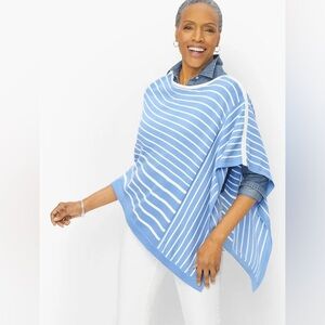 NEW TALBOTS STRIPE ASYMMETRICAL PONCHO SIZE XS/S